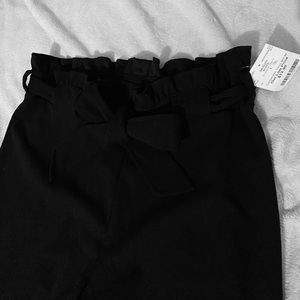 Black Paper Bag Waist Dress Pants